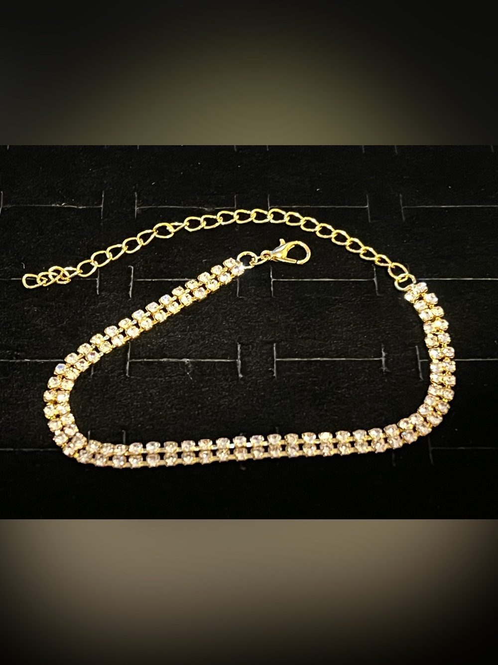 Gold toned CZ Tennis Bracelet Anklet adjustable- Women Jewelry